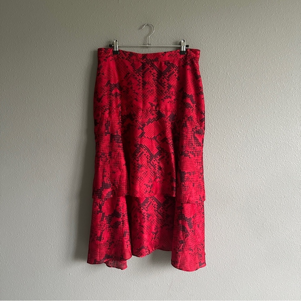 NWT Ann Taylor Red Snake Print Midi Skirt 8